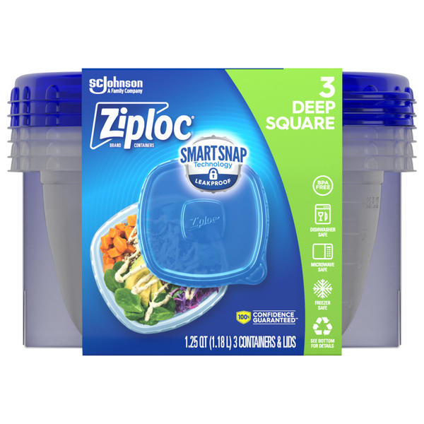 Ziploc® Square BPA-Free Plastic Snap Seal Food Storage Containers - 3 pack,  5 cup - Fry's Food Stores