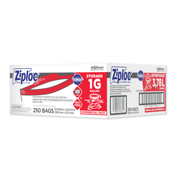 SC Johnson Ziploc® 682257 Gallon Clear 1.66 mil Poly Commercial Food Storage  Bag - 10 1/2L x 11H