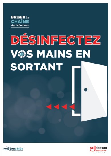 Poster Hygiène Ciblée - désinfectez vos mains en entrant et en sortant