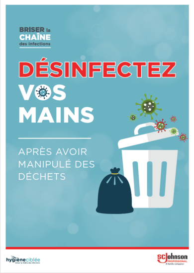 Poster Hygiène Ciblée - lavez vos mains après avoir manipulé des déchets