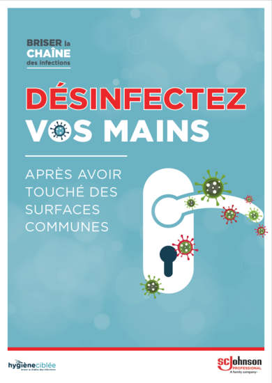 Poster Hygiène Ciblée - lavez vos mains après avoir touché des surfaces communes