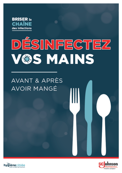 Poster Hygiène Ciblée - lavez vos mains avant et après avoir mangé