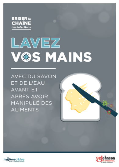 Poster Hygiène Ciblée - lavez vos mains avant et après avoir manipulé des aliments